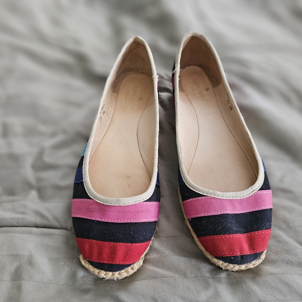 Kate Spade Espadrille Colorful Striped Women's Flats - Picture 2 of 8